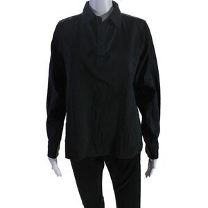 American Colors by Alex Lehr Womens Cotton Long Sleeve Blouse Top Black Size XS